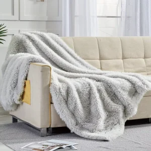 Aoyatex Rabbit Fur Blanket Luxury Throw Blanket Double Layers Super Soft Blanket for Rest