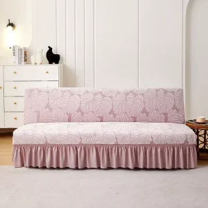 Armless Folding Sofa Bed Cover Skirt Couch Cover Thikend Jacquard Knitting Stretch Fabric Slipcovers Full Package