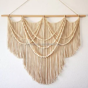 Art Decor Macrame with Wood Bead Tassel Wall Hanging Tapestries Designs Home Decoration Wall Decor for Home Wall Living Room