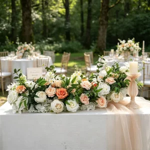 Artificial Flower Runner Wedding Centerpieces Flower Rows Artificial Flowers Table Runner for Wedding Decoration