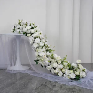 Artificial Long Row European Style Flower Runner Arrangement Wedding Floor Decor Conference Table Exhibition Window