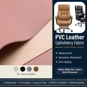Artificial PVC Leather High Abrasion Resistance for Sofa and Office Chair Fabric