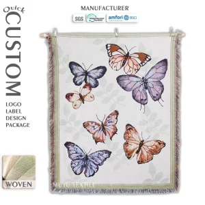 Artistic Cartoon Jacquard Woven Polyester Cotton Tapestry Blanket Customizable Design Pattern Multi Color European American