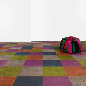 Artistic Geometric PVC Carpet Tiles Customizable for Gallery & Studio