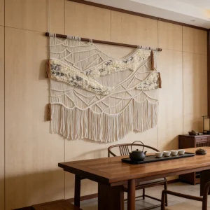 Artistic Hand woven Tapestry Nordic Landscape Pattern Tassel Decoration Hanging Soft Decoration Atmosphere Artifact for B&B