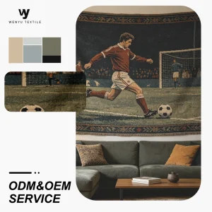 Artistic Jacquard Tapestry 55% Poly 45% Cotton Football Pattern Home Wall Hanging Blanket
