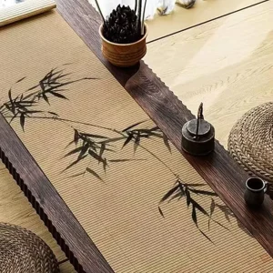 Asian Style Eco friendly Bamboo and Rayon Fiber Table Runner with Ancient Chinese Paintings Zen Design Home Decor Table Mat