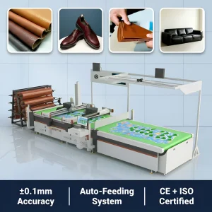 Auto Feeding System Genuine Leather Flatbed Cutting Plotter Roll Artificial Leather and Shoes Upper Cutting Machine