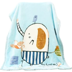Autumn Winter Children’s Knitted Fleece Blanket Kids Double-Layer Thickened Skin-Friendly Raschel Baby Cloud Animal Design 100%