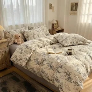 Autumn and Winter Modern Printed Thick 100% Cotton Anti Fading and Wrinkle Resistant 4 Piece Bedding Set