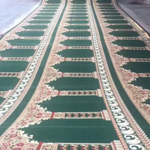 Axminster Green and Blue Wall to Wall Rolls Mosque Carpet and Rug for Mosque Masjid W-S78 Series