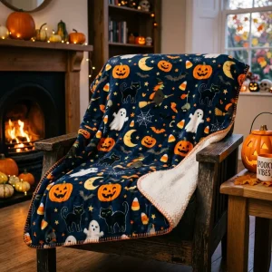 B2B Halloween Flannel Throw Blanket Solid Soft Fleece Warm Knitted All-Season Bulk Sales Custom Size OEM
