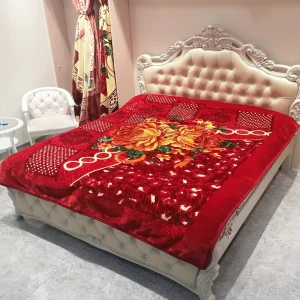 BLUE PHOENIX Korean Blanket for Winter 100% Acrylic Mink Thick Custom Raschel Faux Fur Plush Fluffy Floral Woven