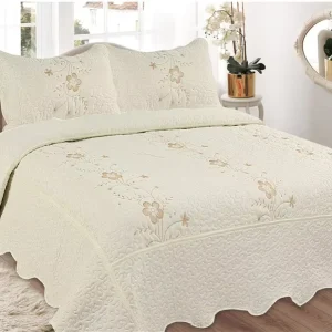 BORYARD Chinese Bedspreads Set Polyester Embroidery Microfiber Bedding Bed Quilts Coverlet for Bedroom