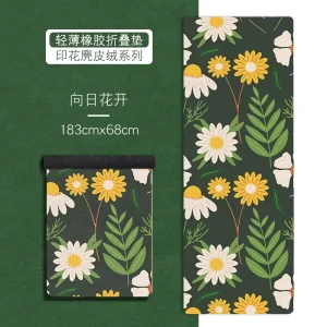 BSCI China Factory Foldable Travel Yoga Mat Suede Yoga Mat with Durable Non Slip Rubber Base 1mm or 1.5mm
