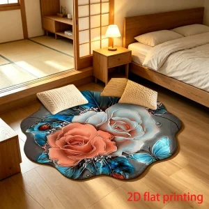 BT1028 Custom Printed Modern Floral Cut Pile Sponge Round Floor Mat OEM ODM Manufacturer Soft Area Rug for Living Room Bedroom