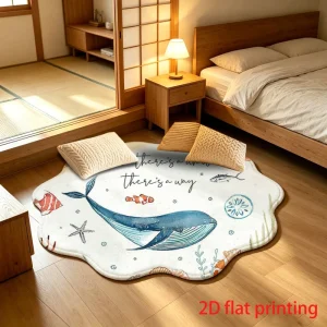 BT1057 Modern Floral Sponge Cut Pile Custom Logo Printed Round Floor Mat OEM ODM Area Rug for Living Room Bedroom