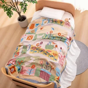 Baby Bamboo Fiber Gauze Cooling Throw Blanket Thin Ice-Sense Towel Quilt for Newborn