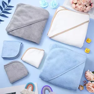Baby Bath Towel and Washcloths Set Baby Hooded Towels and Baby Washcloths Fleece Soft Towels Absorbent Wash Clothes