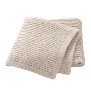 Baby Blanket 100% Cotton Knitted Portable Throw Solid Pattern Baby Bedding Blanket