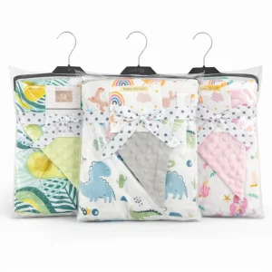 Baby Blanket Cartoon Dinosaur Print Minky Dot Soft Sensory Soothing Throw Toddler Swaddle Four Seasons Anti Pilling GRS OEKO TEX