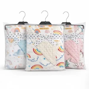 Baby Blanket Rainbow Print Neutral Nursery Minky Dot Soft Sensory Soothing Throw Toddler Swaddle GRS OEKO TEX 100% Polyester