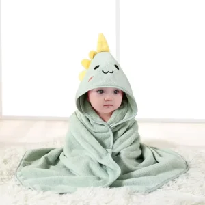 Baby Hooded Bath Towel Dry Skin Friendly Eco Friendly Reusable Solid Color Newborn