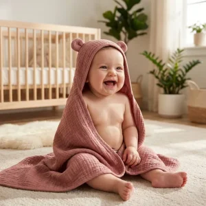 Baby Hooded Towel Organic Cotton Absorbent Terry Newborn Bath Towel Quick Dry Eco Friendly Fun Design for Kids