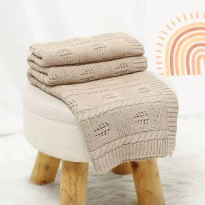 Baby Knitted Blanket Newborn Simple Style Hollow Out Gentle Swaddle Wrap Customization Babies Throw Blankets