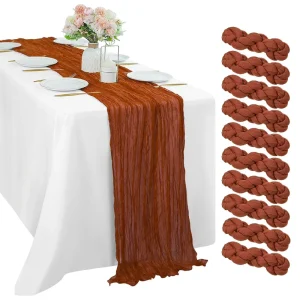 Bali Gauze Crinkle Table Runner Sheer Linen Texture Twisted Bohemian Style Festive Wedding Customized Solid Pattern