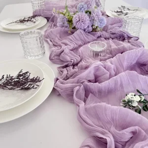Balinese Gauze Twists Wrinkle Table Runner Pleated Cloth Wedding Birthday Party Banquet Tablecloth