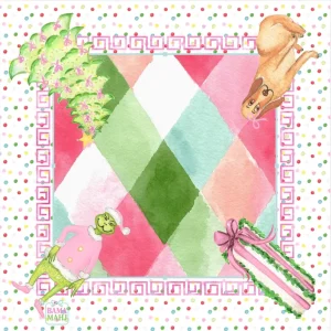Bama Durable New Arrival Mahjong Mat Christmas Grinch Argyle Pattern Non Slip Rubber Pad for Holiday Gathering Table Game