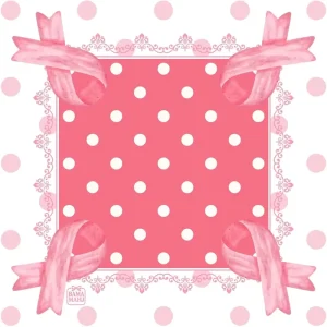 Bama New Arrival American Mahjong Mat Pink Polka Dot Bow Odorless Waterproof Rubber Mat for Chess Poker Board Game Table Use
