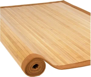 Bamboo Area Rug Natural Bamboo Floor Mat with Anti-Slip Backing Indoor Roll-up Runner Rug Floor Carpet for Bedroom Living Room