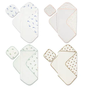 Bamboo Cotton Baby Hooded Towel Set Beach Poncho Organic Baby Towel Set Eco Friendly Custom Terry Baby Hooded Towel