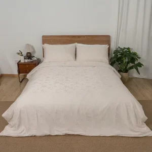 Bamboo Fiber 4 Piece Bedding Set Luxury Floral Bed Linen with Custom Logo and Color Options