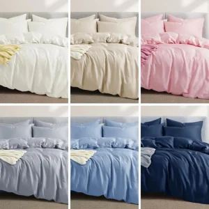 Bamboo Fitted Sheet Set 3 Piece Cooling Bed Sheets Deep Pocket Fitted Sheet Duvet Cover Pillowcase Breathable Bedding Queen King