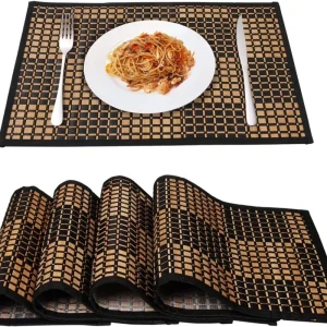 Bamboo Placemats Dining Table Placemats Stain Resistant Heat Resistant Place Mats Durable and Sturdy Dining Place Mats