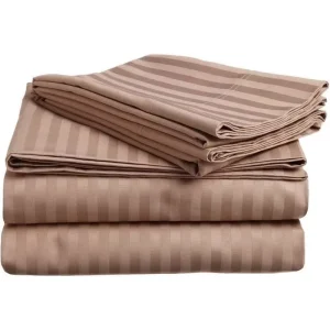 Bamboo Super Soft Striped Sheet Set 4 Pieces Set Include 1pc Fitted Sheet 1pc Flat Sheet 2pc Pillowcases