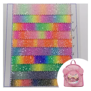 Bangladesh Chengyuan Custom Eco Friendly 0.9mm Fine Glitter Fabric Faux Character Metallic Holographic Embossed Decorative Sofa