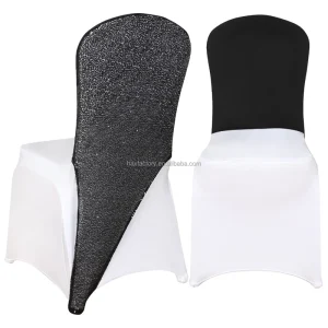 Banquet Chair Cap Covers Sequin Black Chair Sashes Bands/Hood/Hat for Event Party