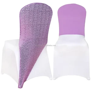 Banquet Chair Cap Covers Sequin Lilac Chair Sashes Bands Hood Hat for Event Party