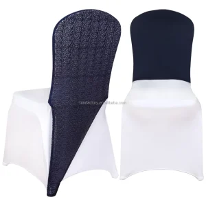 Banquet Chair Cap Covers Sequin Navy Blue Chair Sashes Bands Hood Hat for Event Party