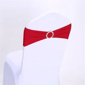 Banquet Dining Burgundy Sashes for Wedding Events Party Chair Cover Bow Stretch Rose Red Gold Chair Sashes