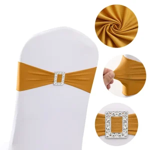 Banquet Wedding Decorative Spandex Chair Sash Bows Ties Elastic Chair Bands for Wedding Decoration and Party Event Supplies