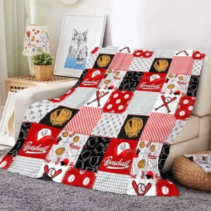Baseball Softball Blanket Customized Soft Flannel Fleece Sofa Bed Throws Travel Nap Blankets for Boys Sport Fans