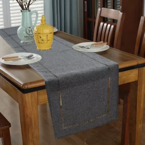 Basic Linen like Style Table Runner Rustic Farmhouse Grey Table Runners Long Everyday Polyester Table Runner