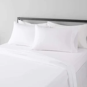 Basics 3-Piece Fitted Bed Sheet Set Lightweight Super Soft Easy Care Eco-friendly Microfiber 14-Inch Deep Pockets Twin XL White