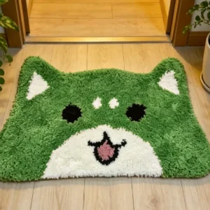 Bath Mat Fun Soft Water Absorbent Non-Slip Bathroom Mat Machine Washable Cute Green Rugs for Living Room