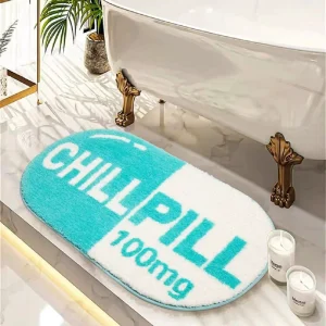 Bath Mat Funny Cute Solid Pattern Absorbent Shower Rug Washable Bath Mat